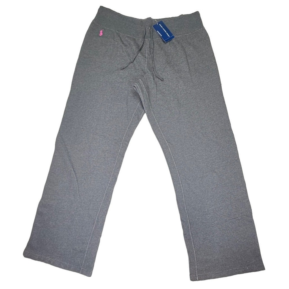 NWT Ralph Lauren Sport Women's XL Gray Bootcut Sweatpants Pink Pony Y2K